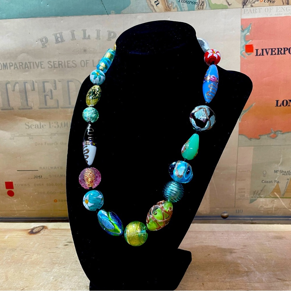 Dyadema Murano Glass Bead Necklace 20”